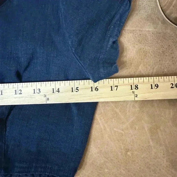 Dennis Goldsmith Vintage Denim Short Sleeve Mesh Knee Length Dress Sz 6 - Picture 7 of 8